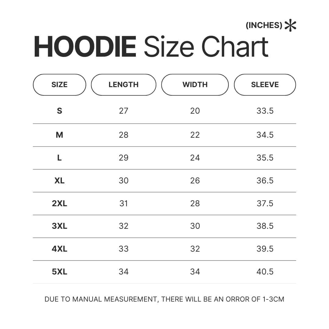 Hoodie Size Chart - Percy Jackson Merch