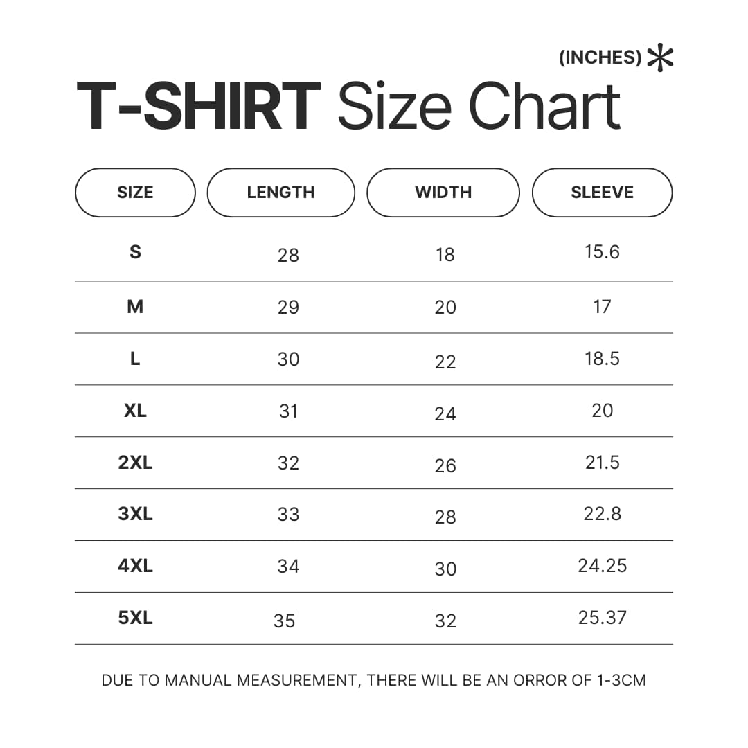 T shirt Size Chart - Percy Jackson Merch