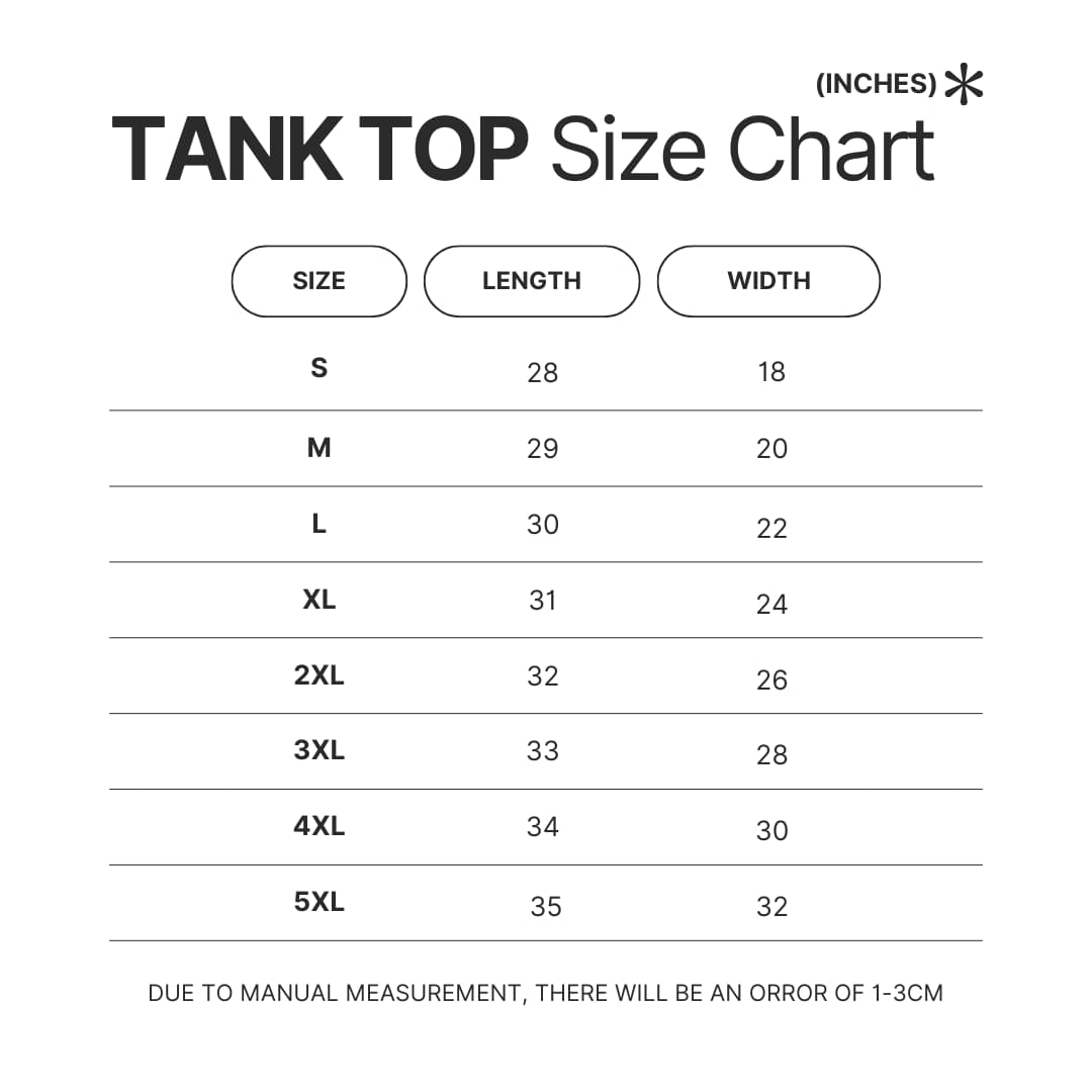 Tank Top Size Chart - Percy Jackson Merch