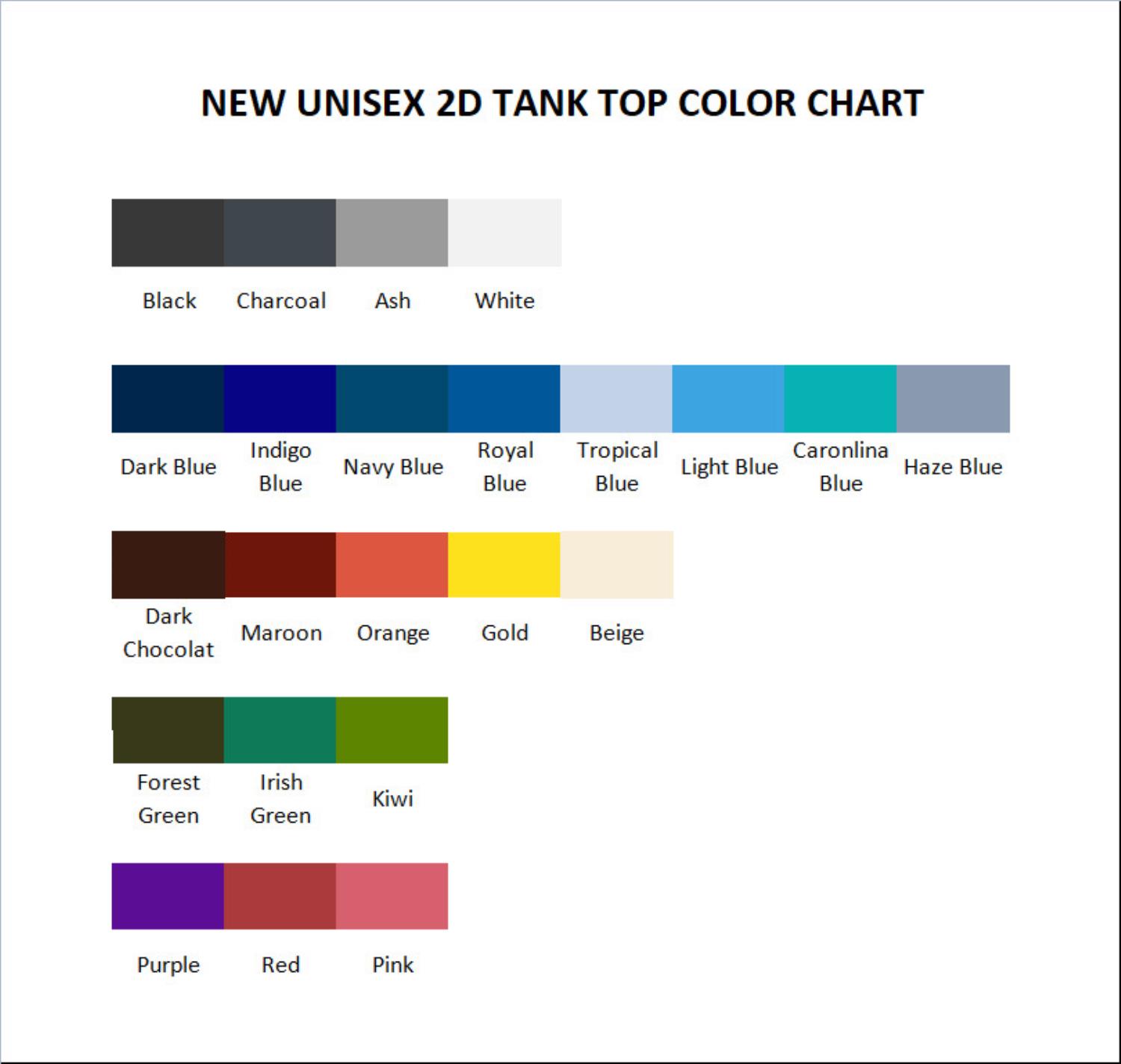 tank top color chart - Percy Jackson Merch